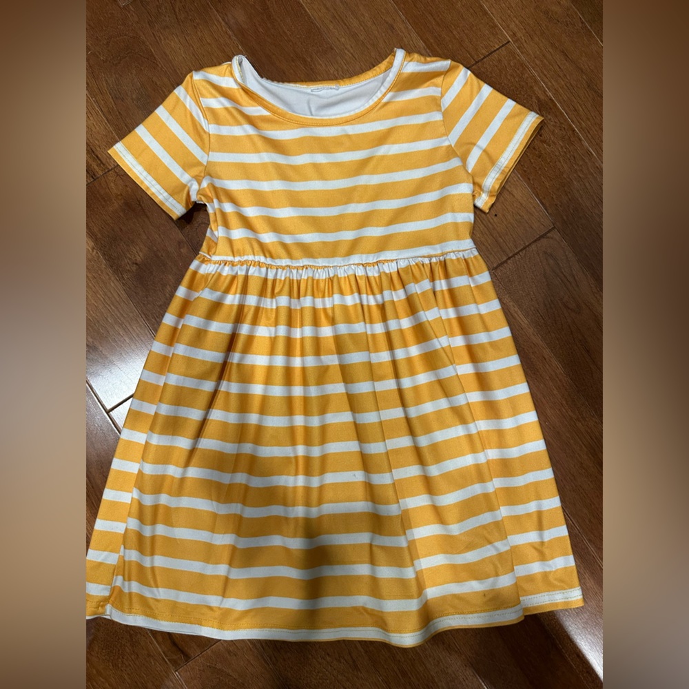 Striped Yellow and White Kids Casual Dress